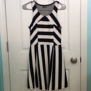Deb black and white striped dress